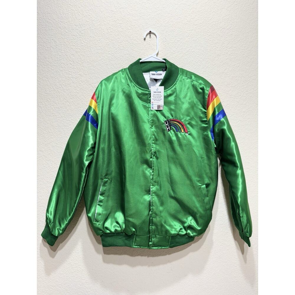 Twin Vision Hawaii Rainbow Warriors Men's Button Up Bomber Jacket New With Tags